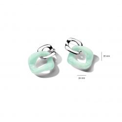 Boucles d'oreilles - Lahna Boucles d'oreilles en acier, gourmettes XXL epoxy vert d'eau