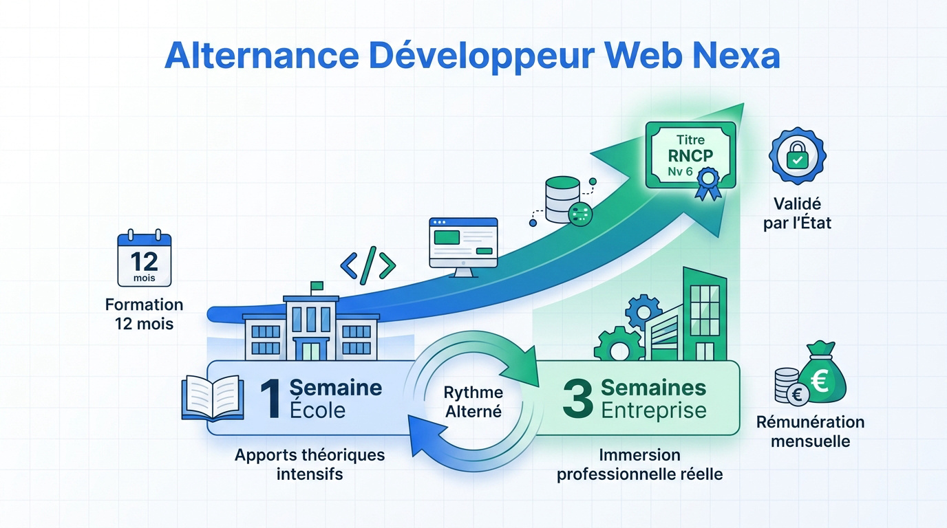 Parcours alternance développeur web Nexa titre RNCP niveau 6