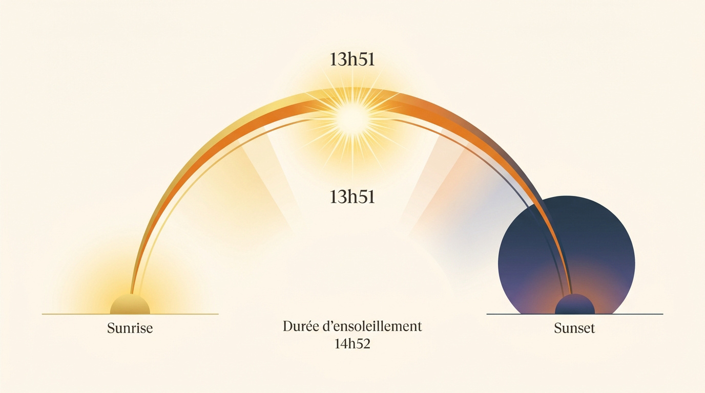 Schéma de l'arc solaire et du cycle du jour pour le mois de mai