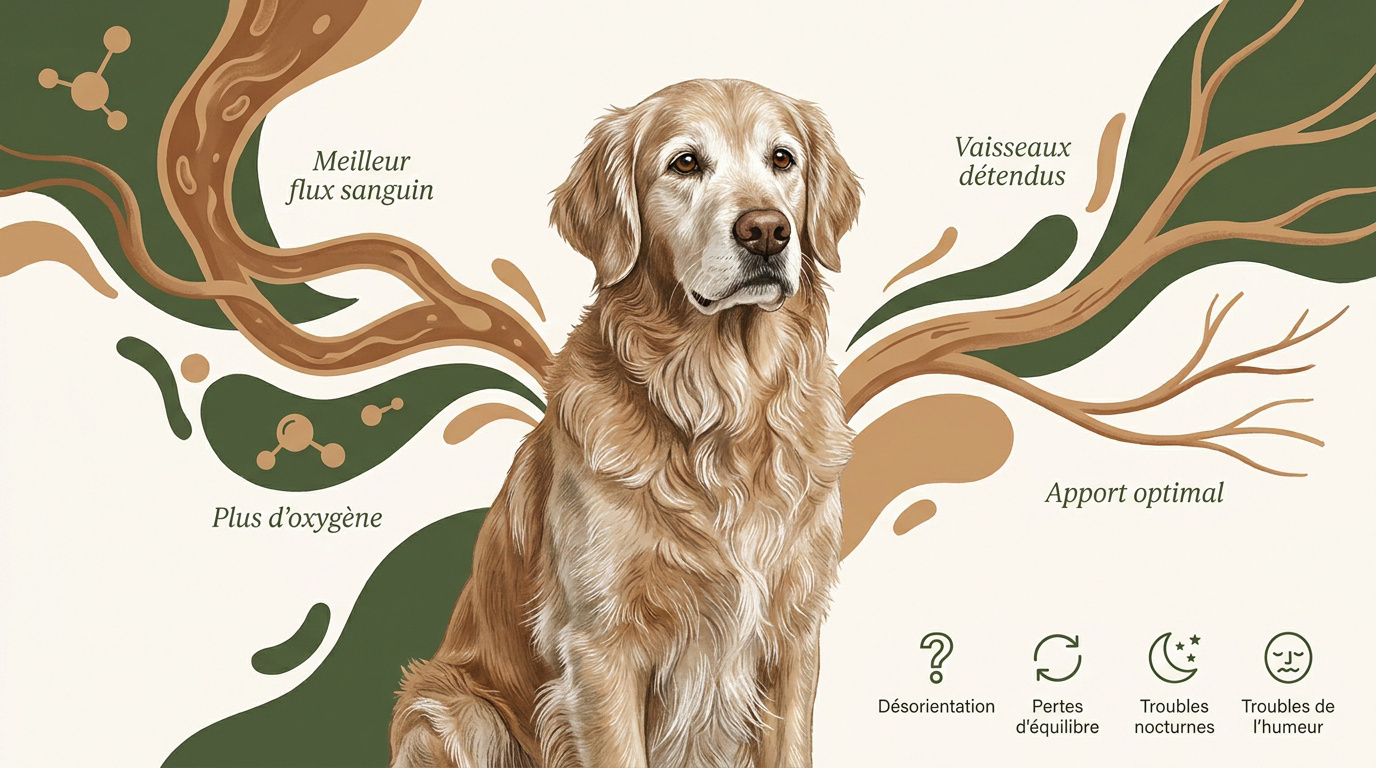 Vieux chien profitant d'une meilleure santé cérébrale grâce au traitement
