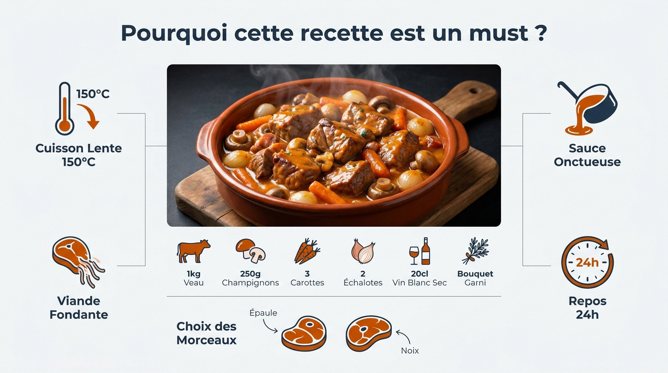 Infographie veau marengo facile au four