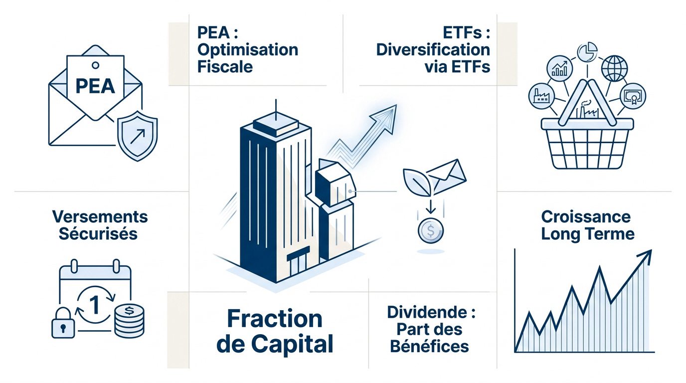 Schéma sur l'investissement en actions et dividendes