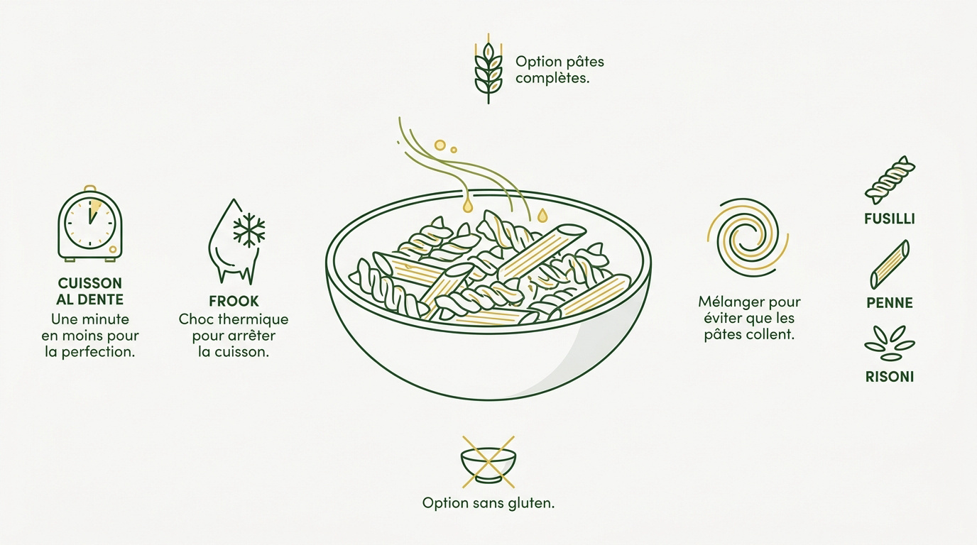 Étapes de préparation pour des pâtes de salade parfaites