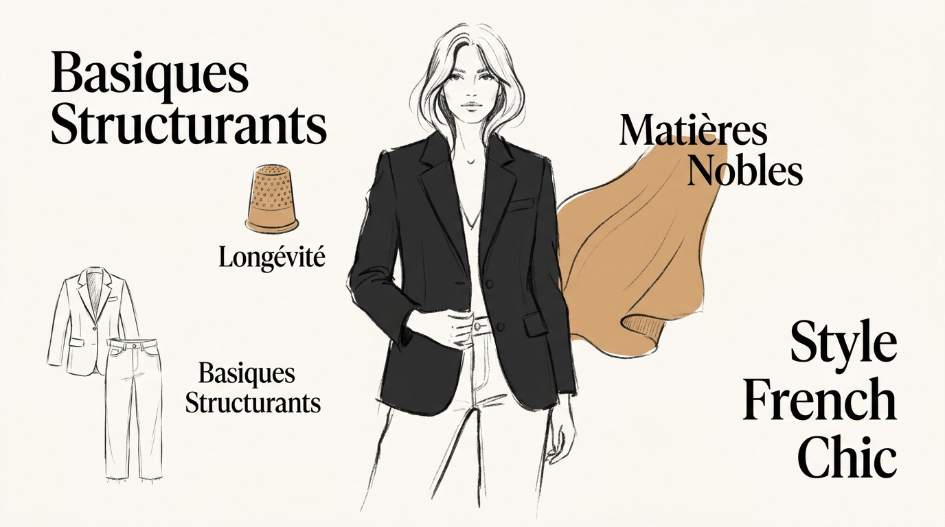 Femme élégante portant un blazer structuré et un jean droit