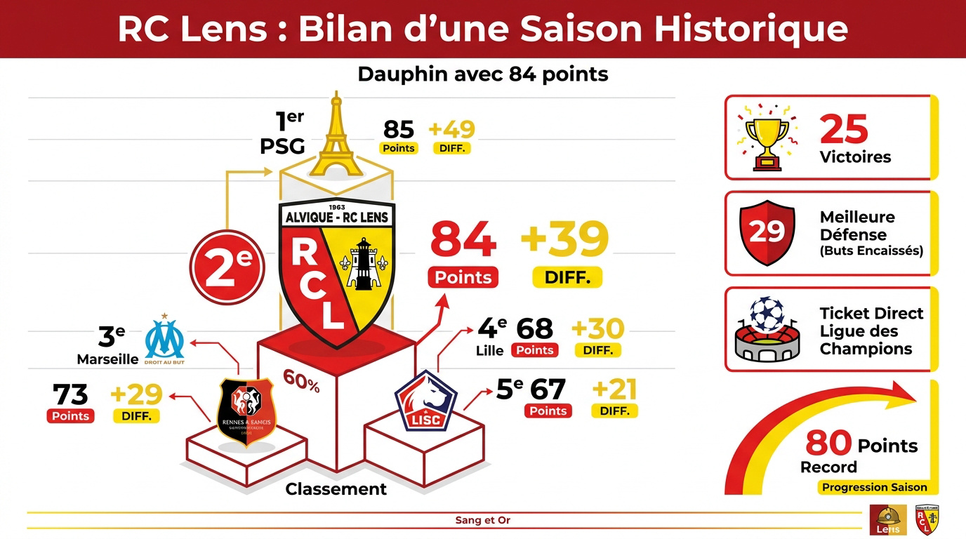 Célébration des joueurs du RC Lens pour leur deuxième place au classement