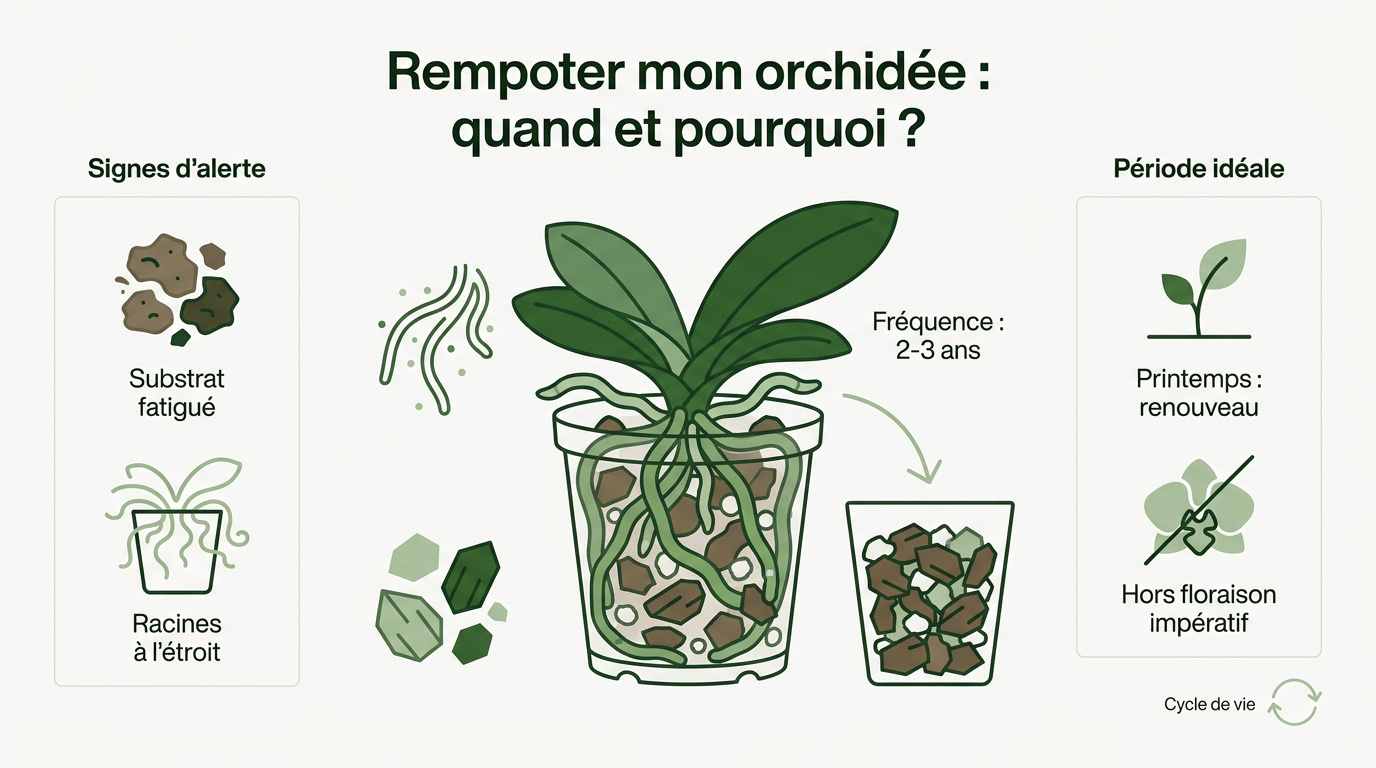 Rempotage d'une orchidée au printemps