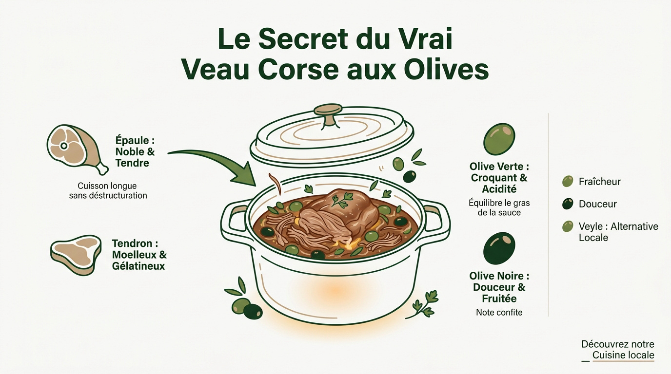 Sauté de veau corse mijoté avec olives vertes
