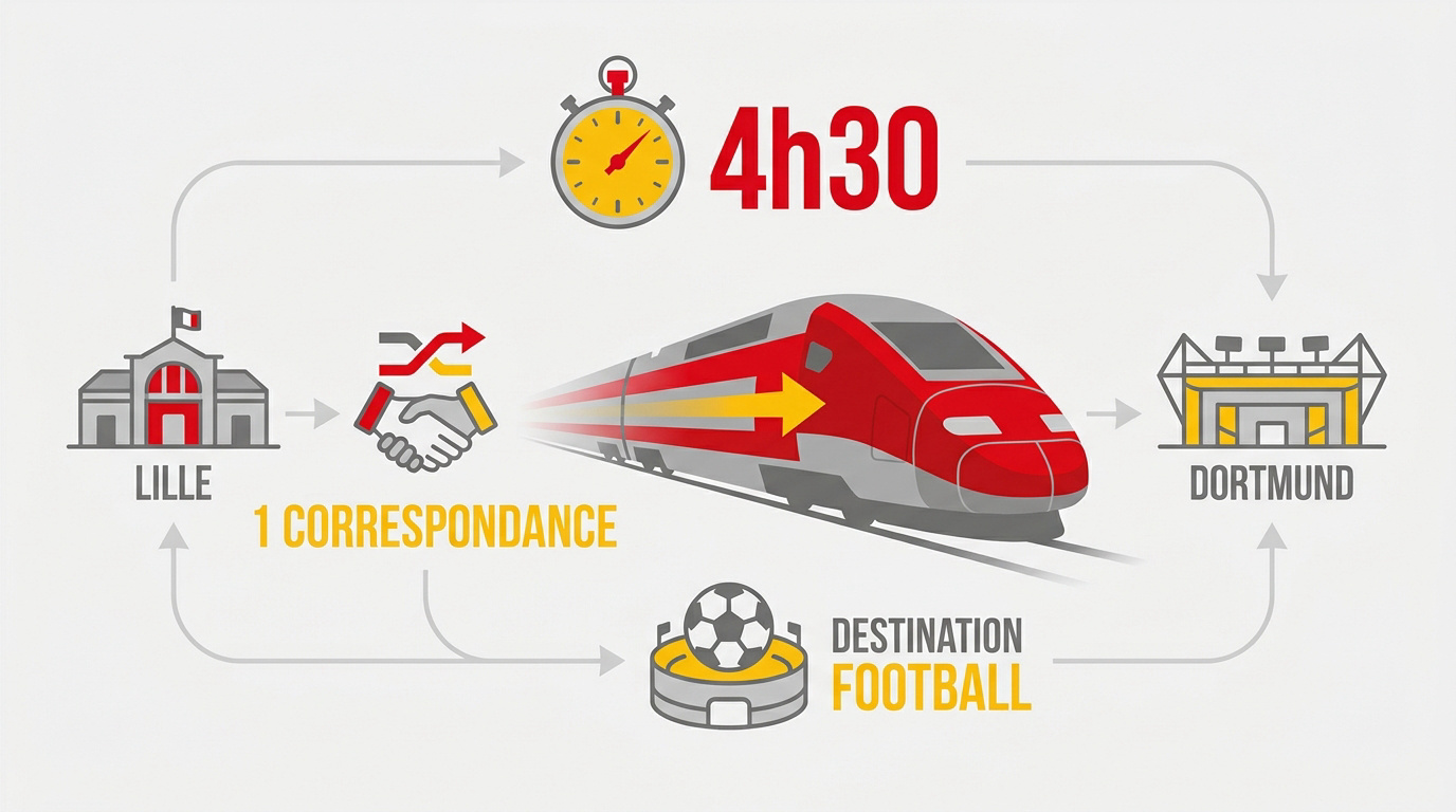 Train Eurostar en gare pour un trajet Lille Dortmund