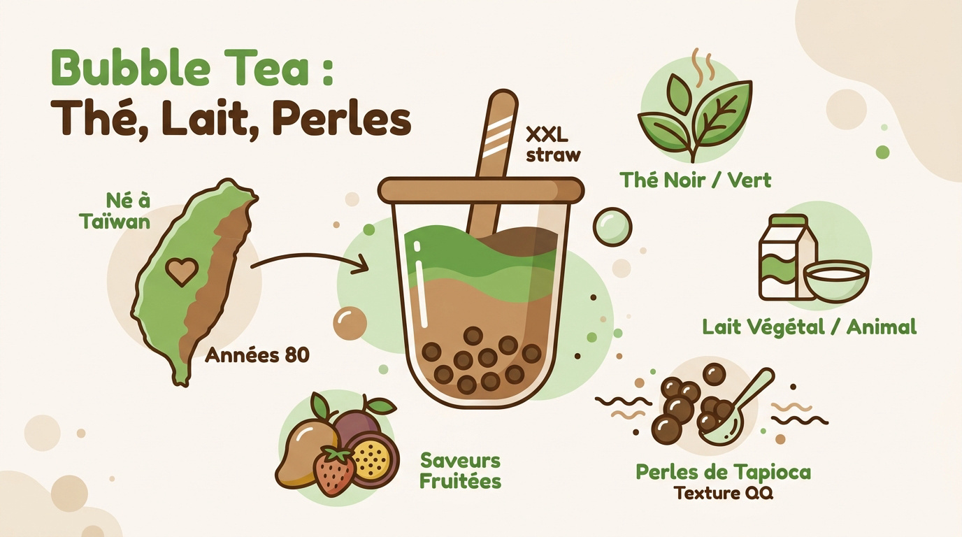 Verre de bubble tea avec perles de tapioca et paille XXL