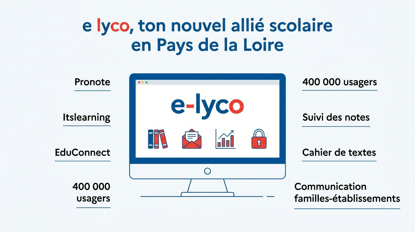 Interface de connexion e-lyco pour les élèves des Pays de la Loire