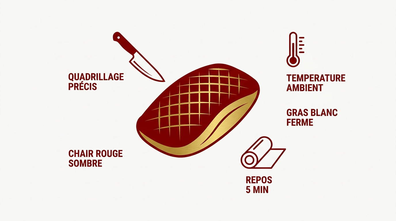 Technique de quadrillage et cuisson du magret de canard à la poêle
