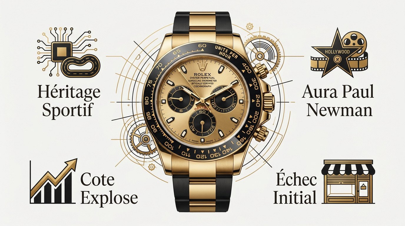 Rolex Daytona vintage sur un circuit automobile