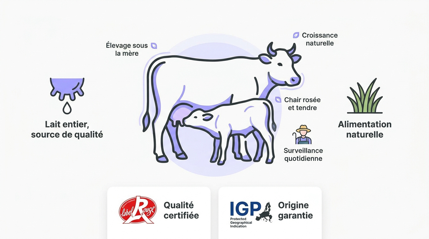 Vache et son veau à l'étable sur paille