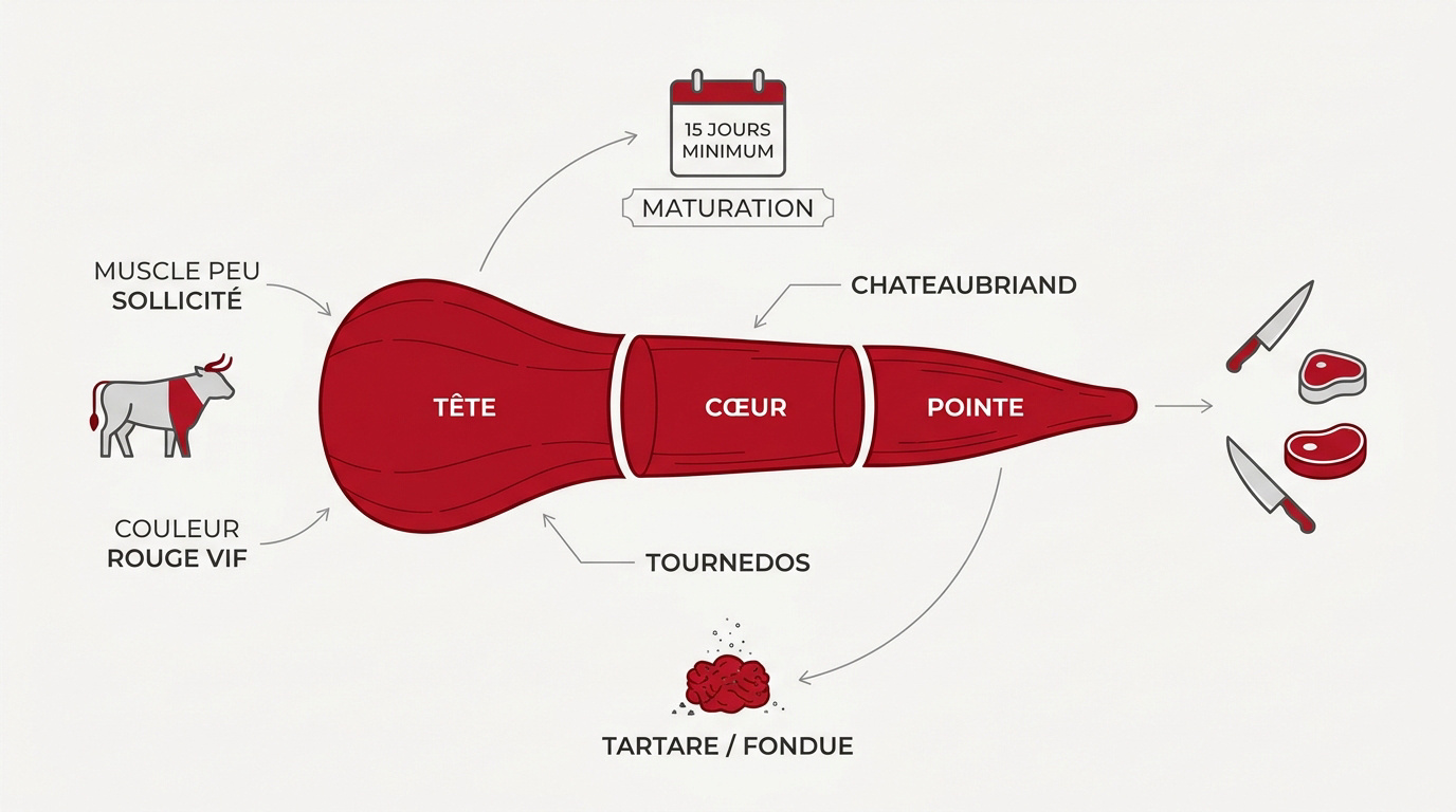 Schéma des coupes du filet de bœuf