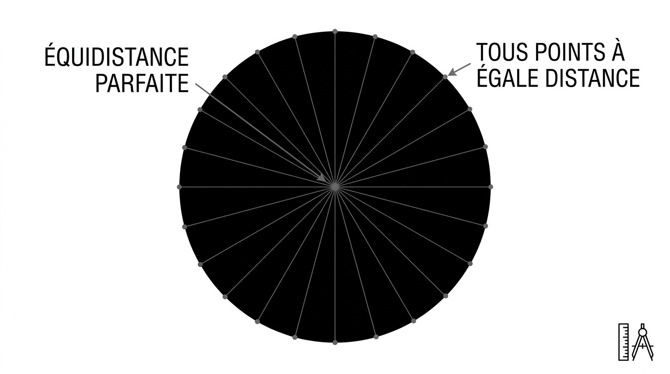 Schéma géométrique d'un cercle parfait avec son centre et son rayon