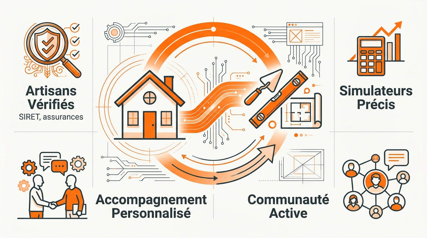 Infographie de la rénovation simplifiée avec Travauxmakers
