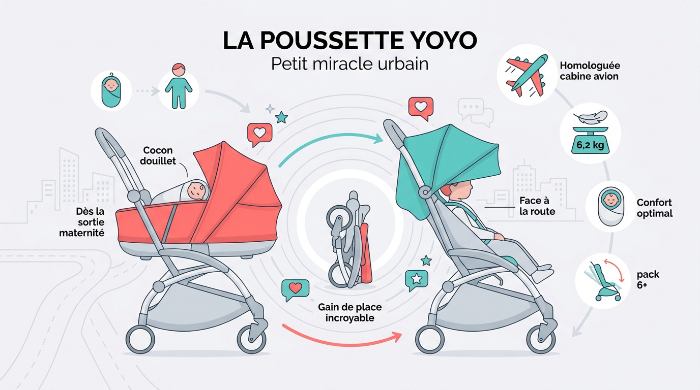 Poussette Yoyo pliable en ville pour parents citadins