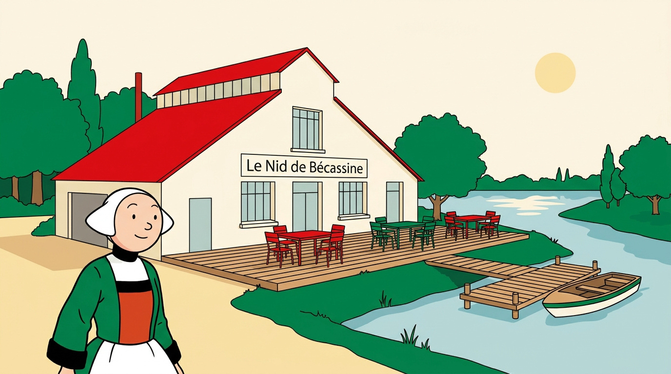 Terrasse du restaurant Le Nid de Bécassine avec vue sur la Loire à Nantes