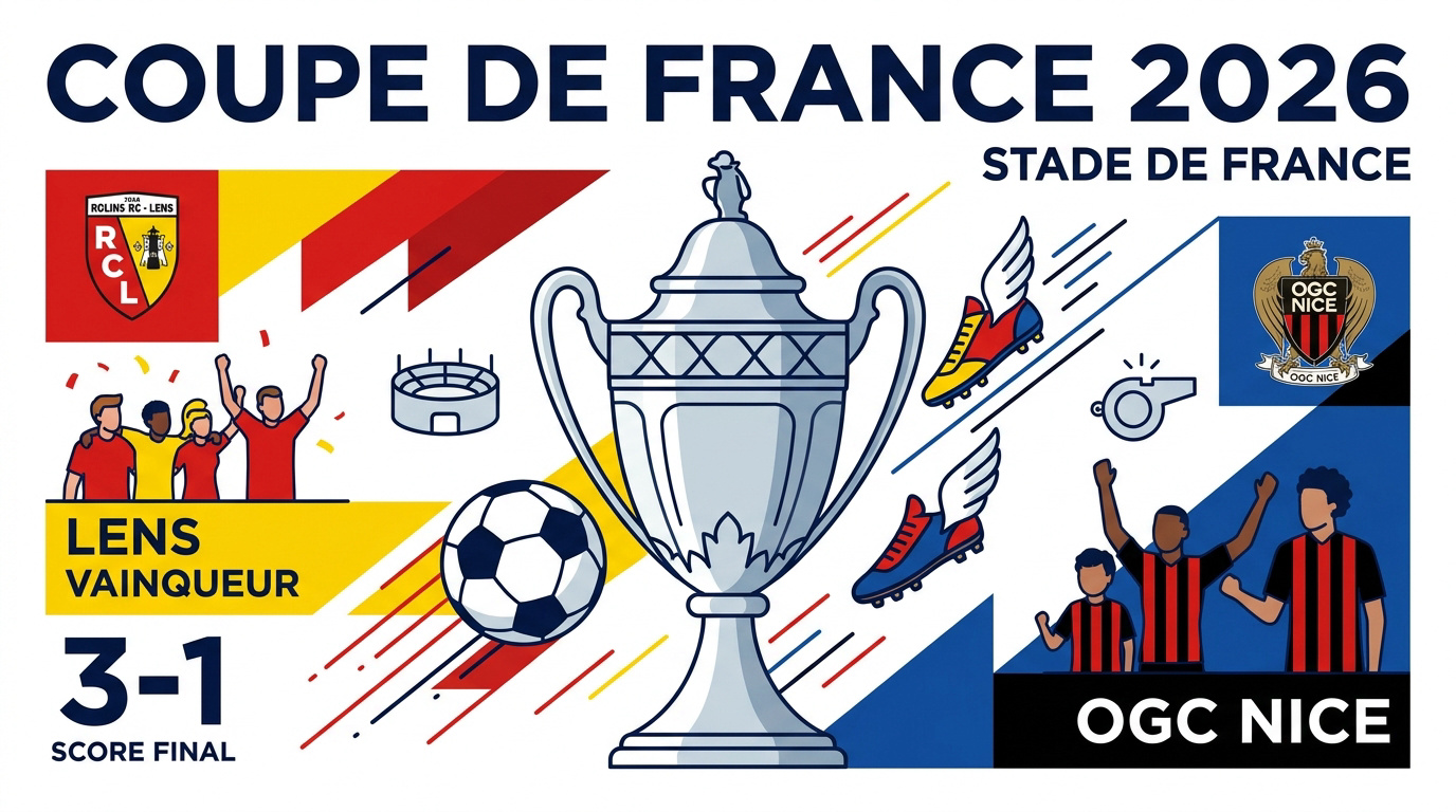 Les joueurs du RC Lens célèbrent leur victoire en Coupe de France 2026