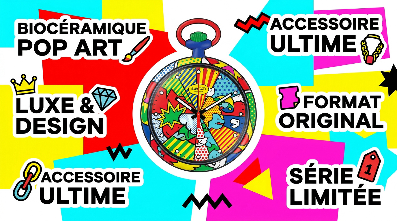 Montre Swatch Royal Pop en biocéramique colorée style Pop Art