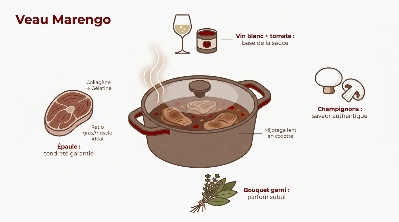 Veau Marengo mijoté en cocotte