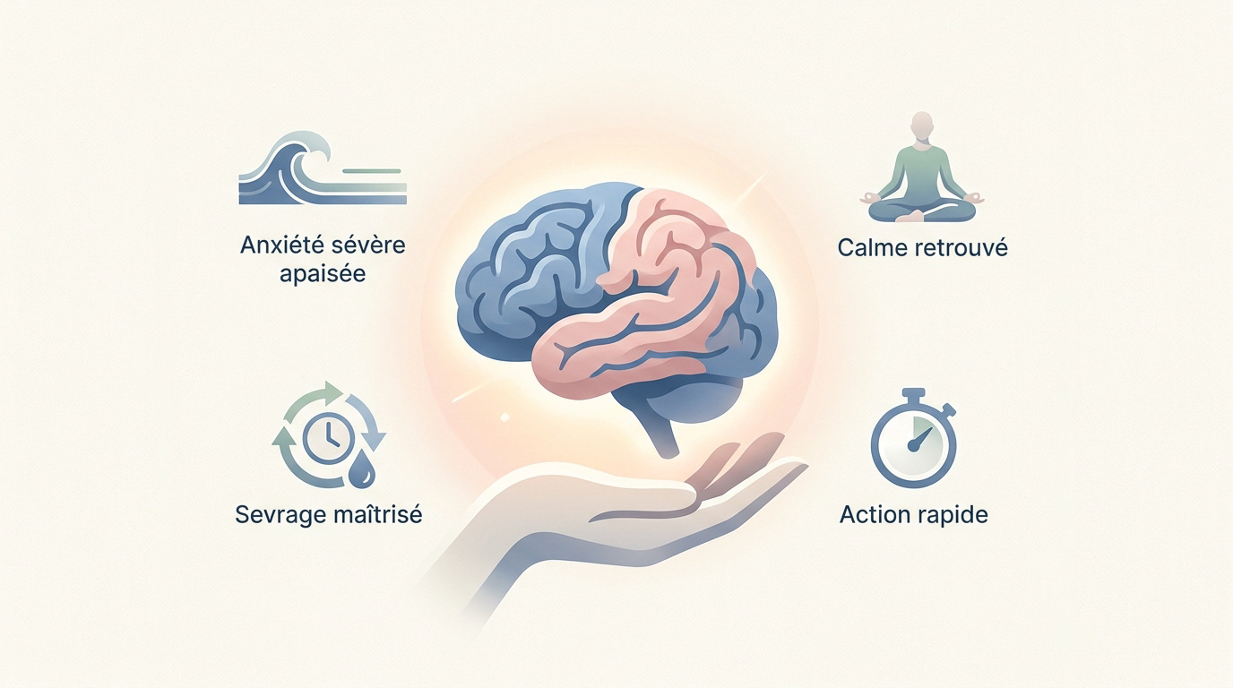 Illustration d'un cerveau apaisé symbolisant le soulagement apporté par le traitement