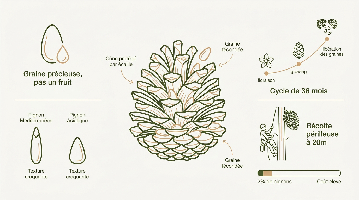 Cycle de vie du pin parasol et maturation du pignon